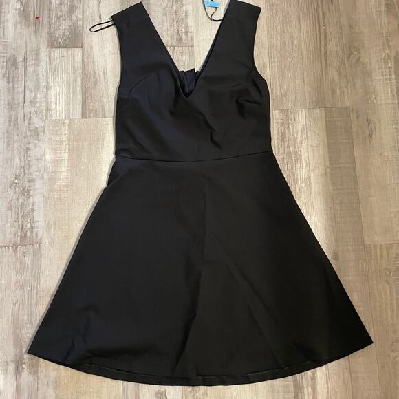 Zara woman plunging v neck, fit & flare open back party dress size large - Picture 10 of 12